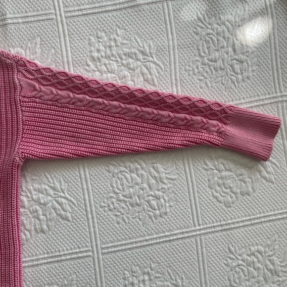 🩷Aerie Oversized Cable Knit V-Neck Sweater Barbie Pink XS Valentines - Picture 4 of 16